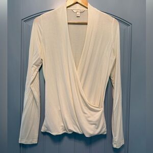 NWOT Banana Republic Threadsoft Cream Wrap Blouse